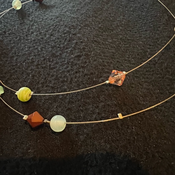 Women’s choker style necklace with multi color stones - Picture 4 of 6